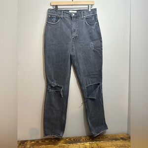 Abercrombie & Fitch Jeans 90s Straight Ultra High Rise Black Distressed 31/12L